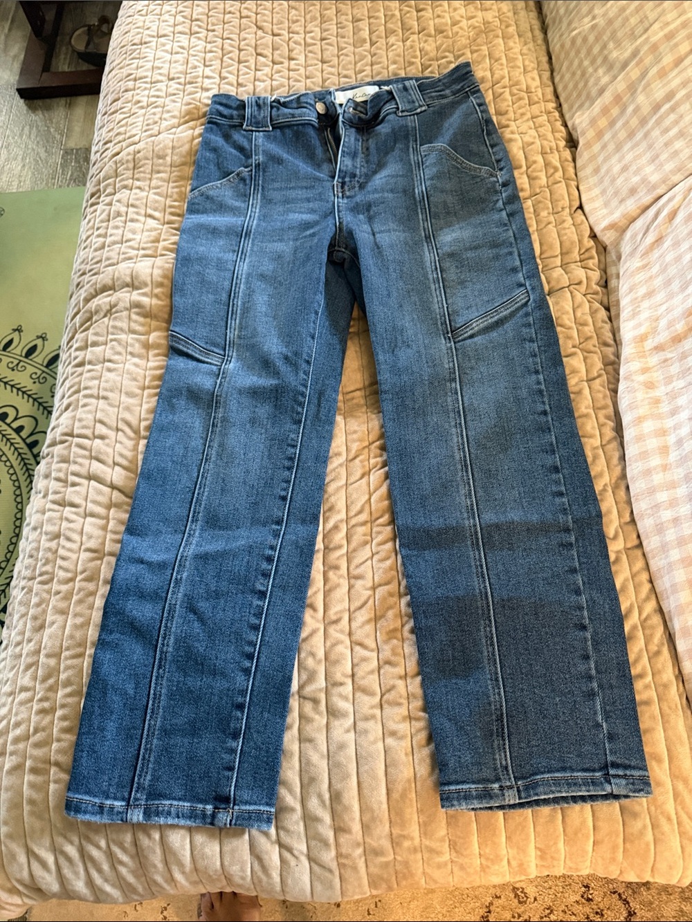 KanCan Dark Blue Straight-Leg Panel Jeans